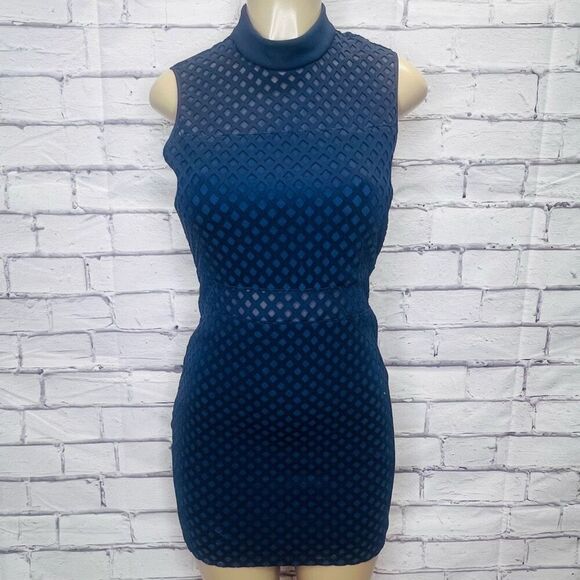 Elizabeth and James Womens Navy Textured Mini Dress Size 6 - Picture 1 of 10